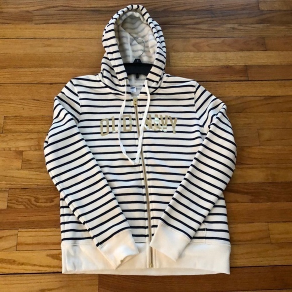 NWT OLD NAVY‎ FULL ZIP HOODIE XS Navy/Cream Color